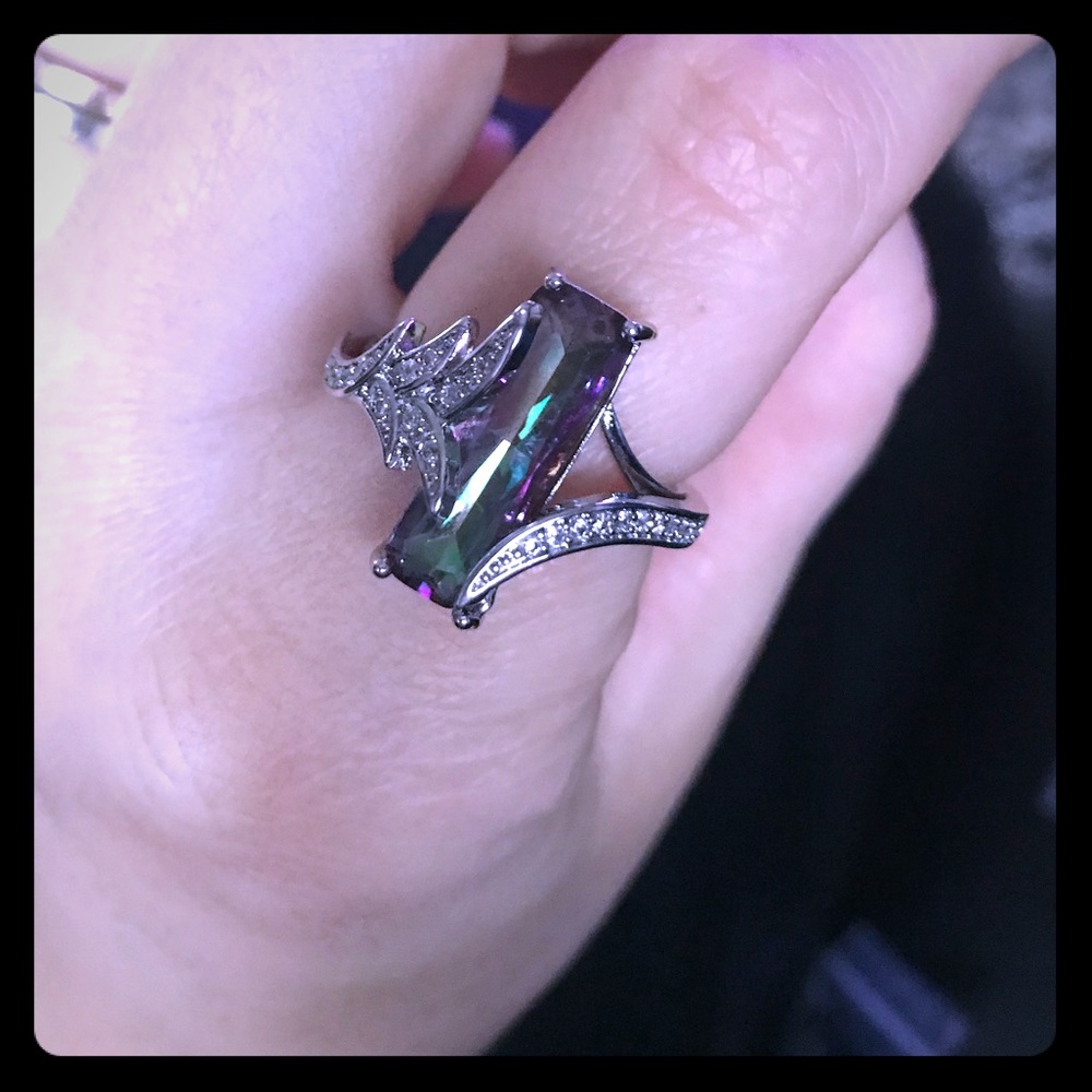 New S925 silver Long Cubic Zircon Stone ring - Picture 3 of 5